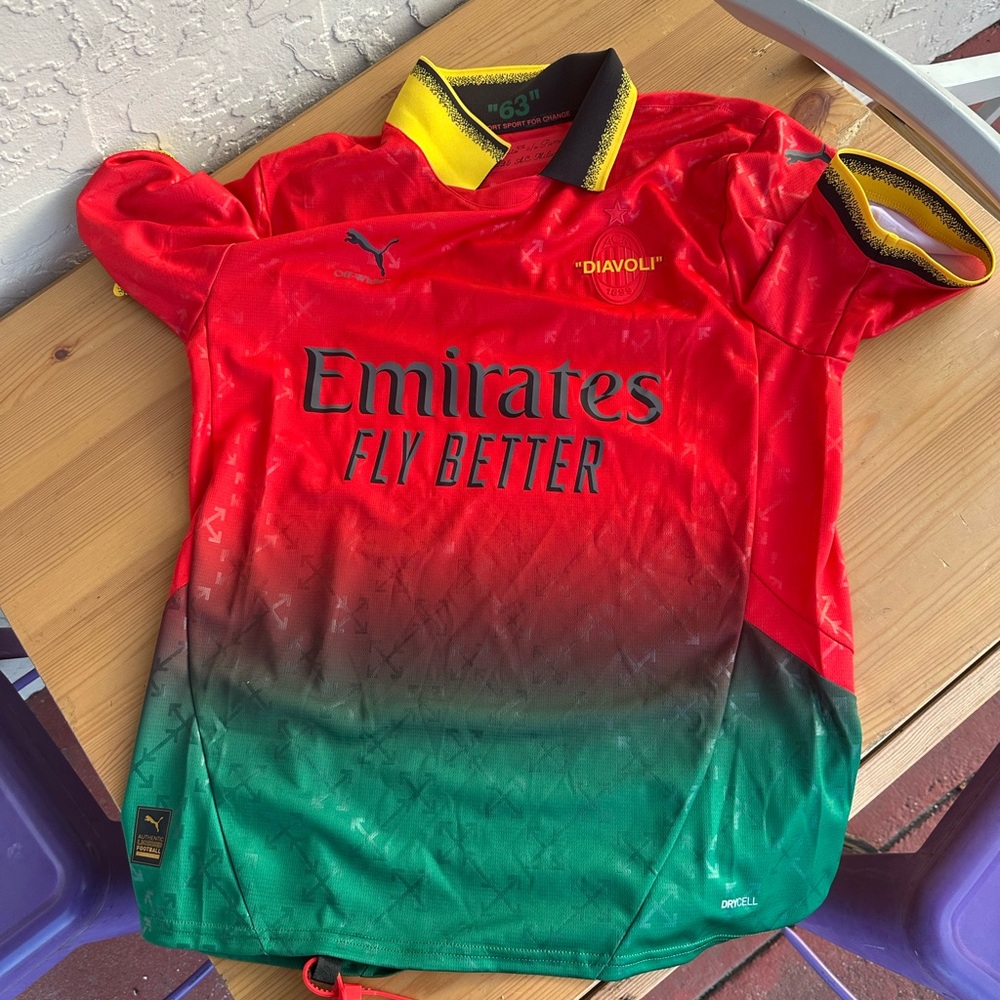 Puma Red and Green Gradient Soccer Jersey